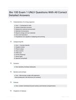 Bio 100 Exam 1 UNLV Questions With All Correct  Detailed Answers