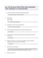 Bio 100 lab final QUESTIONS AND ANSWERS 100% VERIFIED A+ GUARANTEED