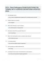 PCA - Plant Pathogens EXAM QUESTIONS (96 TERMS) WITH VERIFIED DEFINITIONS UPDATED 2024