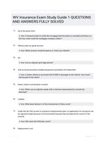 WV Insurance Exam Study Guide 1 QUESTIONS AND ANSWERS FULLY SOLVED