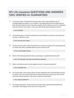 WV Life Insurance QUESTIONS AND ANSWERS 100% VERIFIED A+ GUARANTEED