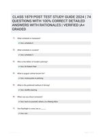 CLASS 1879 POST TEST STUDY GUIDE 2024 | 74 QUESTIONS WITH 100% CORRECT DETAILED ANSWERS WITH RATIONALES | VERIFIED |A+ GRADED
