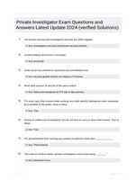 Private Investigator Exam Questions and Answers Latest Update 2024 (verified Solutions)