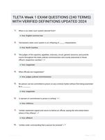 TLETA Week 1 EXAM QUESTIONS (240 TERMS) WITH VERIFIED DEFINITIONS UPDATED 2024