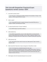 FAA Aircraft Dispatcher Practical Exam Questions review correct 100%