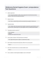 Oklahoma Dental Hygiene Exam Jurisprudence Test Questions