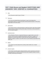 DCF: Child Abuse and Neglect QUESTIONS AND ANSWERS 100% VERIFIED A+ GUARANTEED
