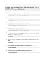 Private Investigator Exam  Questions with 100% COMPLETE correct Answers