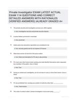 Private Investigator EXAM LATEST  ACTUAL EXAM 114 QUESTIONS AND CORRECT DETAILED ANSWERS WITH RATIONALES (VERIFIED ANSWERS) |ALREADY GRADED A+