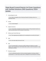 State Board Funeral Director Art Exam Questions with Verified Solutions (900 Questions) 2024 Update
