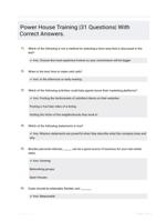 Power House Training |31 Questions| With Correct Answers.