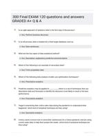 300 Final EXAM 120 questions and answers GRADED A+ Q & A