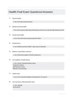 Health Final Exam Questions/Answers