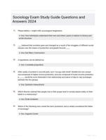 Sociology Exam Study Guide Questions and Answers 2024