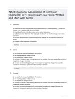 NACE (National Association of Corrosion Engineers) CP1 Tester Exam. Do Tests (Written and Start with Term)
