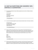 A1 ASE Test QUESTIONS AND ANSWERS 100% VERIFIED A+ GUARANTEED
