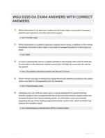 WGU D220 OA EXAM ANSWERS WITH CORRECT  ANSWERS