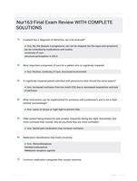 Nur163 Final Exam Review  WITH COMPLETE SOLUTIONS