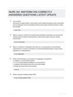 NURS 361 MIDTERM 354 CORRECTLY ANSWERED QUESTIONS LATEST UPDATE