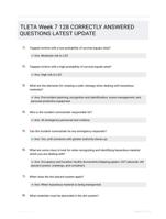 TLETA Week 7 128 CORRECTLY ANSWERED QUESTIONS LATEST UPDATE
