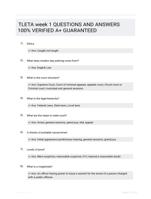 TLETA week 1 QUESTIONS AND ANSWERS 100% VERIFIED A+ GUARANTEED