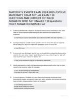 MATERNITY EVOLVE EXAM 2024-2025 /EVOLVE MATERNITY EXAM ACTUAL EXAM 150 QUESTIONS AND CORRECT DETAILED ANSWERS WITH ARTIONALES 150 questions FULLY ANSWERED GRADED A+