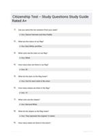 Citizenship Test -- Study Questions Study Guide Rated A+