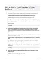 MFT BUSINESS Exam Questions & Correct Solutions