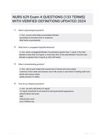NURS 629 Exam 4 QUESTIONS (133 TERMS) WITH VERIFIED DEFINITIONS UPDATED 2024