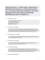 NURS 629 Exam 1 FUNCTIONAL ANATOMY & EXERCISE PHYSIOLOGY LATEST 2024 EXAM ALL 147 QUESTIONS AND CORRECT DETAILED ANSWERS WITH RATIONALES(VERIFIED ANSWERS)|ALREADY GRADED A+