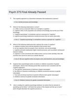 Psych 375 Final Already Passed