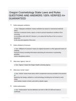 Oregon Cosmetology State Laws and Rules QUESTIONS AND ANSWERS 100% VERIFIED A+ GUARANTEED