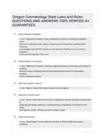 Oregon Cosmetology State Laws and Rules QUESTIONS AND ANSWERS 100% VERIFIED A+ GUARANTEED