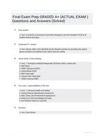 Final Exam Prep GRADED A+ (ACTUAL EXAM ) Questions and Answers (Solved)