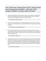 DCF Child Care Training Exam 2021 Child Growth and Development Seraphin- -with with 100% verified CORRECT answers  BEST REVIEW