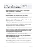 NHA Practice Exam Questions 2023 AND REVIEW UPDATED 2023/2024