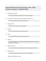 Special Needs exam Questions with 100% Correct Answers | Verified 2024