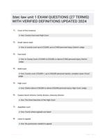 btec law unit 1 EXAM QUESTIONS (27 TERMS) WITH VERIFIED DEFINITIONS UPDATED 2024