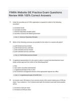 FINRA Website SIE Practice Exam Questions Review With 100% Correct Answers