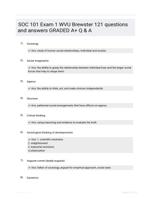 SOC 101 Exam 1 WVU Brewster 121 questions and answers GRADED A+ Q & A