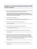 Chapter 9 social psychology |80 Questions| With Correct Answers.