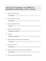 Catch 22 Test Questions 10 CORRECTLY ANSWERED QUESTIONS LATEST UPDATE