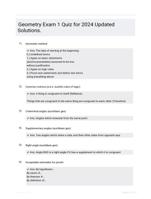 Geometry Exam 1 Quiz for 2024 Updated Solutions.