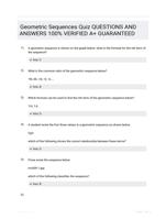 Geometric SequencesQuiz QUESTIONS AND ANSWERS 100% VERIFIED A+ GUARANTEED