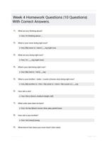 Week 4 Homework Questions |10 Questions| With Correct Answers.