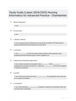 Study Guide (Latest 2024/2025) Nursing Informatics for Advanced Practice - Chamberlain
