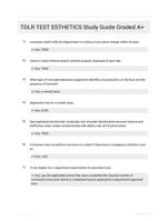 TDLR TEST ESTHETICS Study Guide Graded A+