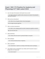 Exam 1 BIO 172 Practice for Anatomy and Physiology II|77 Q&A Latest 2024