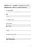 UTMB pharm exam 1 Questions and Answers Updated (2024 / 2024) (Verified Answers)