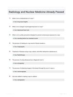 Radiology and Nuclear Medicine Already Passed